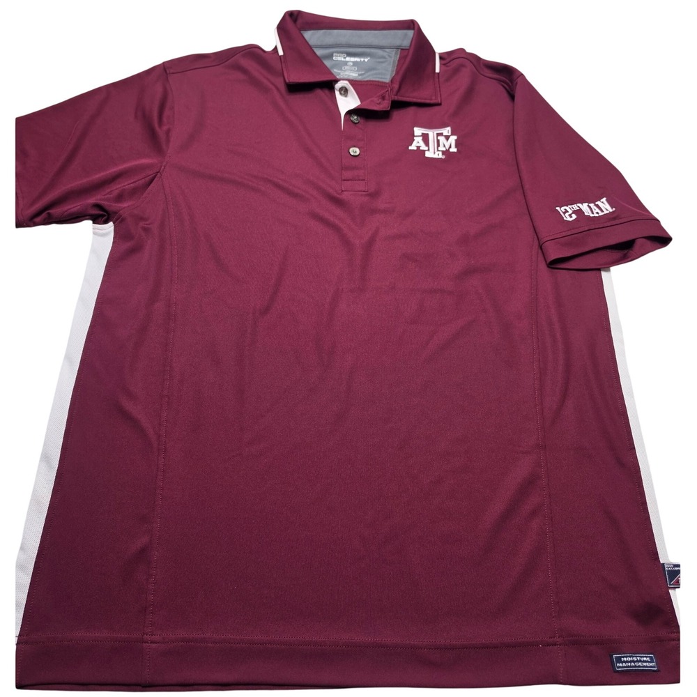 Pro Celebrity Texas AM Aggies Polo Shirt Mens XL Maroon 12th Man NEW100